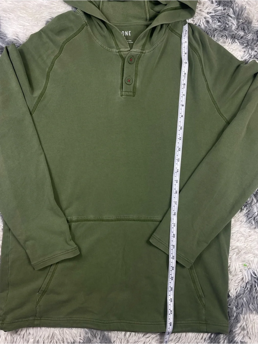 Rhone Bolinas Hoodie Mens M Olive Green Henley Button Hooded Sweatshirt 100596